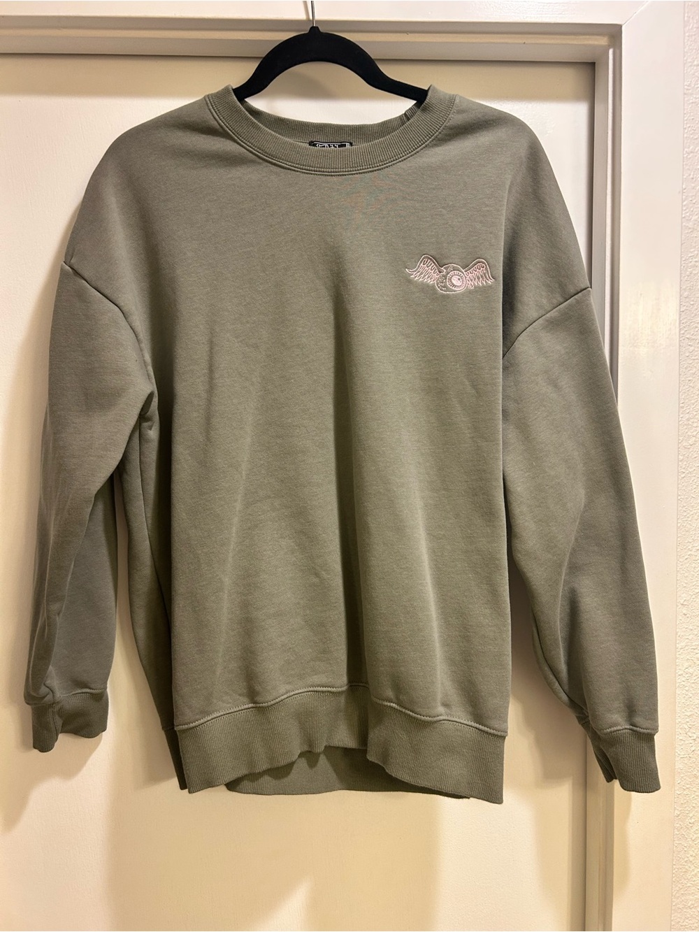 Von Dutch Men's Sage Green Crewneck Sweatshirt with Embroidered Logo